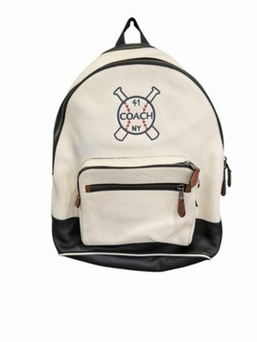 NWT Coach West Backpack Baseball & Bats Motif Chalk White Pebble Leather F26075